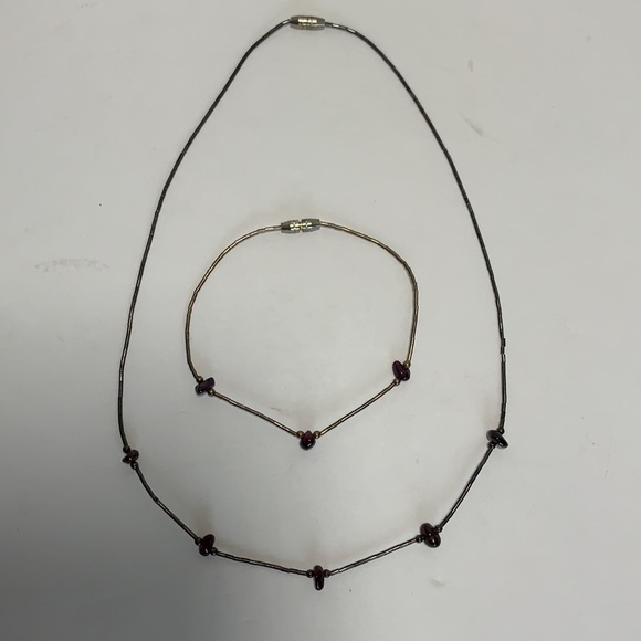 Sterling Silver Necklace & Bracelet Set With Semi-Precious Gems - Picture 4 of 8